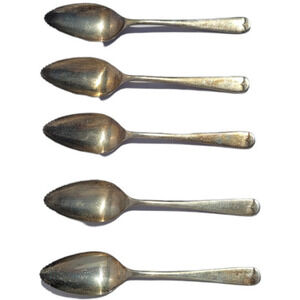 Vintage Set of 5 EPNS‎ Sheffield England Serrated Tip Normcore Grapefruit Spoons